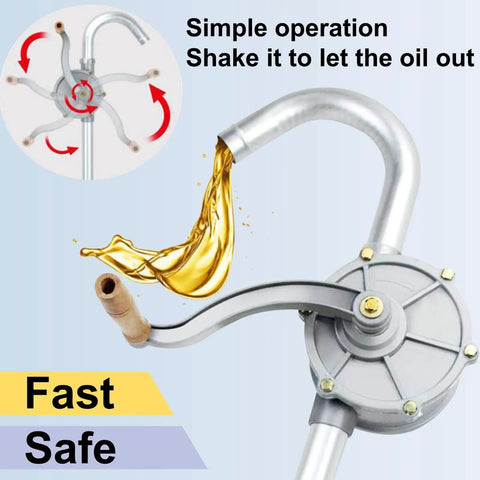 Beefy All Aluminum 15 To 55 Gallon Drum Pump For Oil Transfer, Hand Fuel Pump with easy grip handle and locking outlet.
