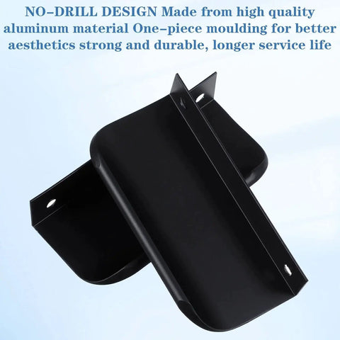 Five Piece Edge Finger Pulls For Cabinets Aluminum Alloy Concealed Handles No Drilling Required Easy Install Modern Farmhouse Style, black finish.