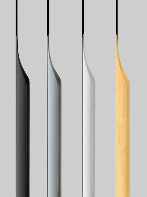 Side view of Five Pack Concealed Finger Pulls for Cabinets and Drawers in Black Aluminum, Long Edge Tab Pulls, 200mm length