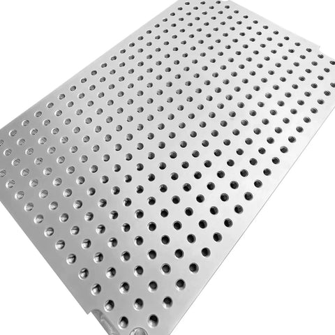 Heavy Duty Aluminum Fixture Plate For Bench Drill And Tapping Machining 8x12x1/2 Inches 6061 Anodized With 1/4-20 Threaded Holes Includes 4 Mounting Bolts Mini Pallet Fixture For Milling And Workbench Use JMSMSH