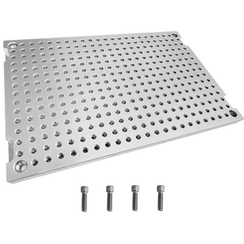 Heavy Duty Aluminum Fixture Plate For Bench Drill And Tapping Machining 8x12x1/2 Inches 6061 Anodized With 1/4-20 Threaded Holes Includes 4 Mounting Bolts Mini Pallet Fixture For Milling And Workbench Use JMSMSH