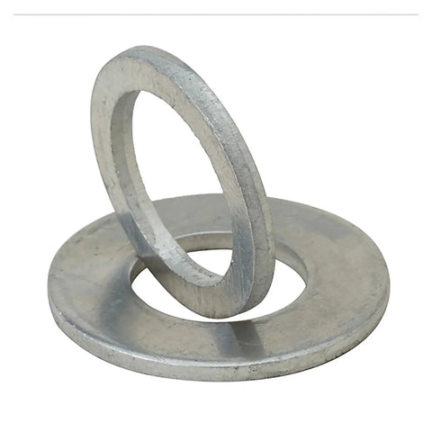 Close-up of 1.5mm Aluminum Flat Gasket Washers Set 50 Pcs Mixed Sizes 21x27 And 22x29 showing circular design and thickness