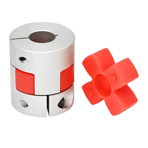 D25mm By L30mm Flexible Shaft Coupling With 5 To 8mm Bore Aluminum Plum Connector and Polyurethane Spacer shown detached