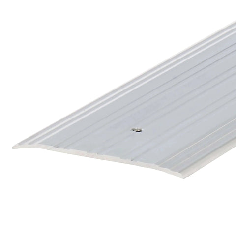 Close-up of Sturdy Aluminum Fluted Saddle Threshold, Mill Finish: Stylish Doorway Transition Draft Protection (1/4-Inch by 4-Inch - 36-Inch) TH041