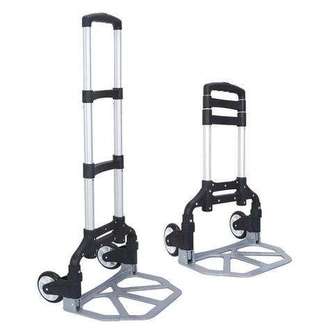 ✝️ Folding Hand Truck Aluminum Portable Folding Hand Cart 165lbs Capacity Hand Cart and Dolly shown folded and extended