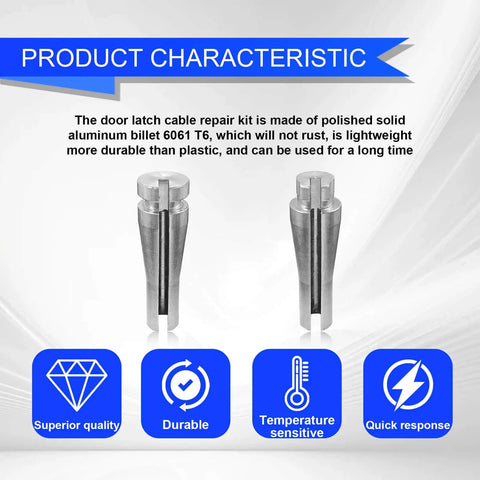 Restore reliable door latch function with this 8-piece repair kit featuring solid aluminum billet pins for F-Series trucks and SUVs
