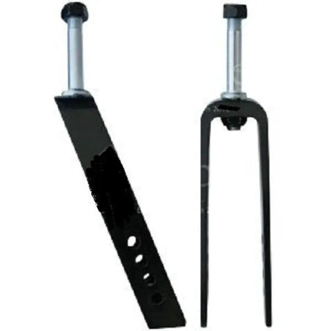 Side and front view of Aluminum Fork And Stem Assembly For 8 Inch Wheelchair Caster 1089103 Replacement Part For Mobility Aids Compatible With Tracer SX5 Recliner And Tracer IV Wheelchair For Durable Medical Equipment.