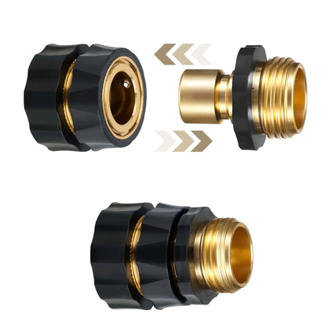 Heavy Duty Aluminum Garden Hose Quick Connect Set Featuring Four Male And Four Female Connectors With O Ring Washers