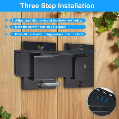Heavy Duty 7.5 Inch Flip Gate Latch With Padlock Hole, Aluminum Alloy Built Tough, 4mm Thick, shown in installation on wood surface