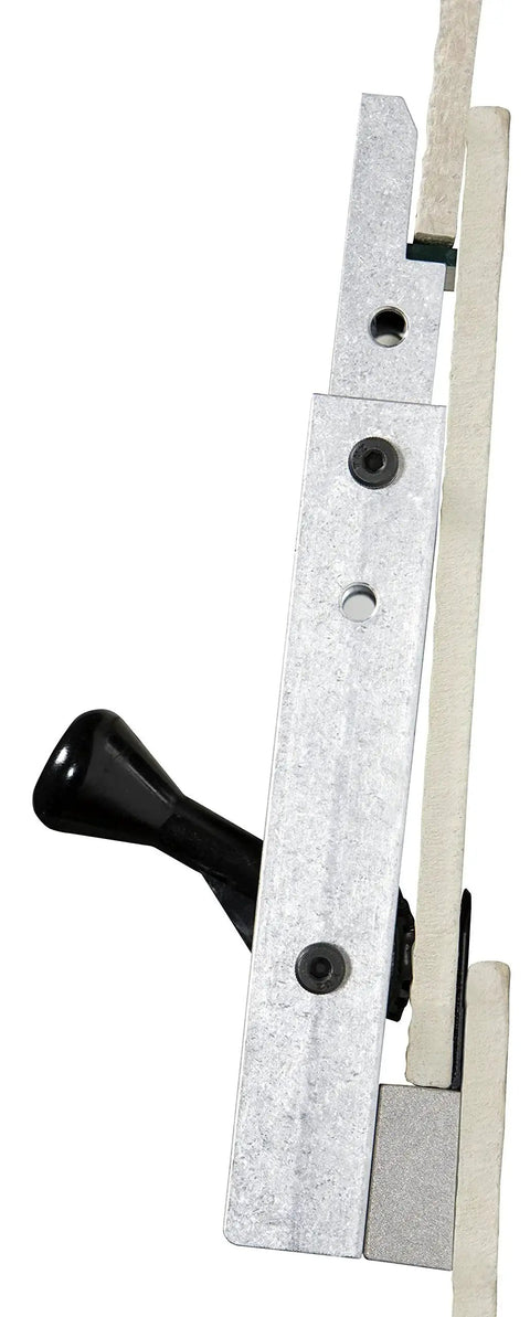 Side view of Aluminum Gecko Gauge for fiber cement siding showing precise height and spacing with a hands free mounting tool.