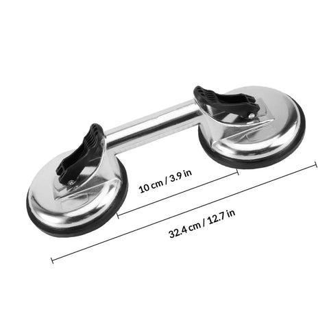 Heavy Duty Aluminum Glass Lifter With Dual Suction Cups, Vacuum Glass Mover Tool for Window Tile Mirror Handling, dimensions shown