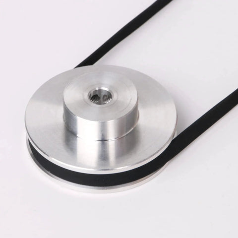 Aluminum Single Groove Pulley 41x16x6mm with 6mm Bore for 3-5mm PU Belts, viewed from above, in lightweight aluminum, ideal for DIY machines.