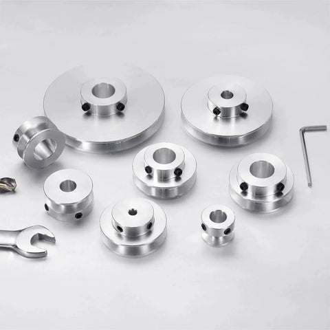 Assorted Single Groove Belt Pulley 12mm Fixed Bore 50mm Outer Diameter Aluminum Alloy Mechanical Pulley with Hex Wrench