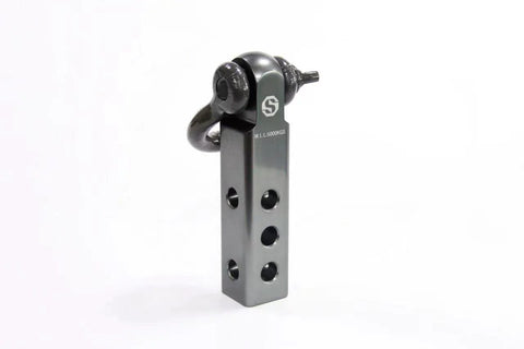 Beefy 5 Ton Aluminum Long Hitch Receiver With Dual Pin Holes, Powder Coated Bow Shackle, R Clip And Winch Accessories, 11,000 Lbs WLL, 6061 Aluminum Alloy, Grey Finish