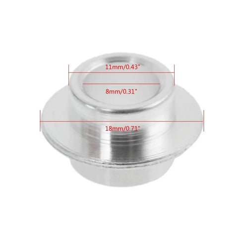 Close-up of 8-Pack Inline Skate Bearing Spacers For 8mm Axles Aluminum Wheel Center Spacers showing dimensions and design.