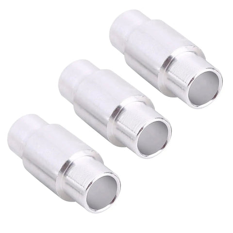 Close-up of 10 Pack Aluminum Inline Skate Spacers for 6mm Axles with Ball Bearings, Grease Compatible Fit, shown on white background