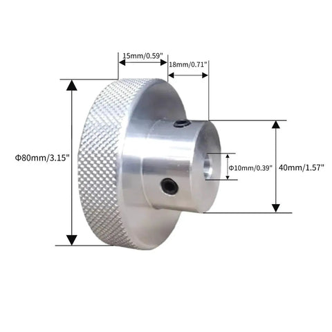 Aluminium Alloy Handwheel With Knurled Grip 80mm Outer Diameter 10mm Bore CNC Machined Precision For Stepper Motor Fine Tuning