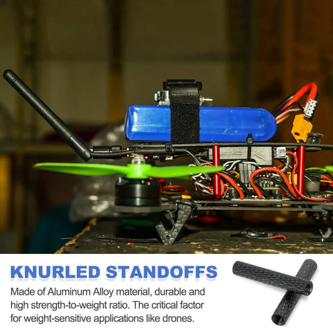 Aluminum Knurled Spacer Standoff M3 X 8mm Pack Of 100 For RC Drones And FPV Quadcopters Black 5mm OD Lightweight Durable Fastener.