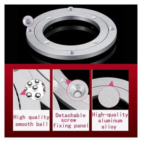 8 Inch Aluminum Lazy Susan Turntable Bearing, Heavy Duty Circular Swivel Base with smooth silent rotation components shown