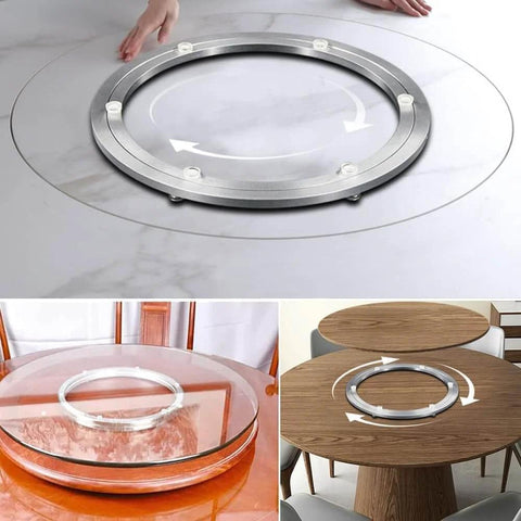 10 Inch Aluminum Alloy Lazy Susan Turntable Bearing on dining tables, heavy duty swivel rotating plate, smooth 360 degree rotation