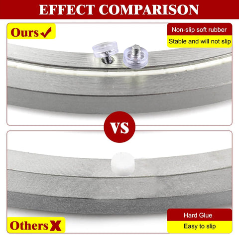 Comparison of non-slip rubber feet and hard glue on 10 Inch Aluminum Alloy Lazy Susan Turntable Bearing, Heavy Duty Swivel Rotating Plate for Dining Tables, Serving Trays, Displays, Trade Shows, Smooth 360 Degree Rotation, Easy Install, Bearing Only.