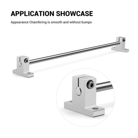 Pro Grade 4 Pack Aluminum 10mm Linear Motion Rod Support Shafts and Clamps for CNC Machines and 3D Printers shown installed