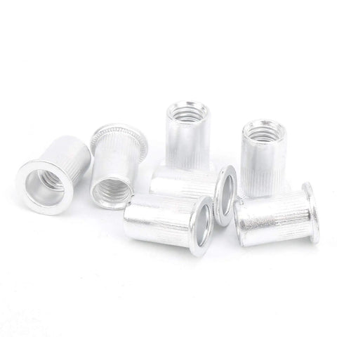Aluminum Pull Rivet Nuts 100 Pcs Pack M10 Flat Head Vertical Rivnut Inserts for Metal Plates Automotive Aviation Railway