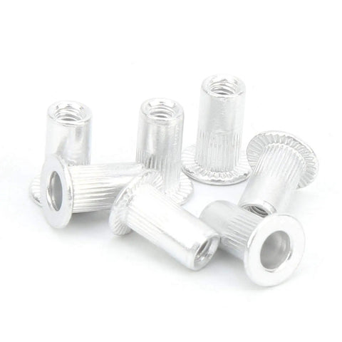 100 Pcs Aluminum Rivet Nuts M3 Flat Head Pull Rivet Nut Assortment Kit Pro Grade In Plastic Box For Metal Panels, Automotive, Aviation, And Rail Applications For DIY Projects, Marine, Industrial, And Workshop Use