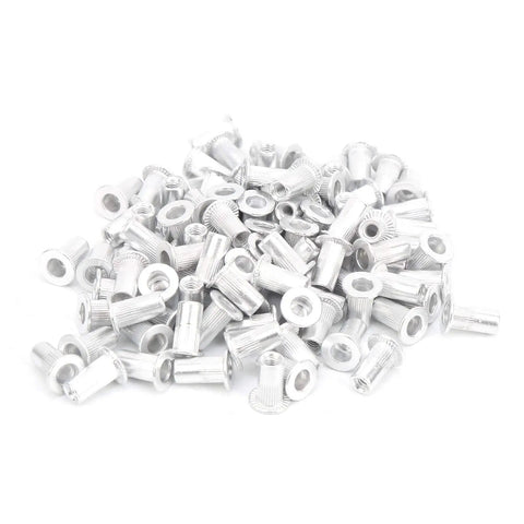 100 Pcs Aluminum Rivet Nuts M3 Flat Head Pull Rivet Nut Assortment Kit Pro Grade In Plastic Box For Metal Panels, Automotive, Aviation, And Rail Applications For DIY Projects, Marine, Industrial, And Workshop Use