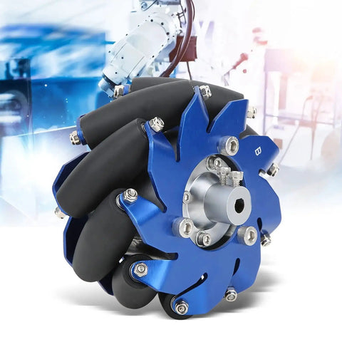 Mecanum Wheels 4 Inch With Dual Bearings At Each End Aluminum Omnidirectional Robot Wheels For DIY Robots Featuring TPU Rubber Rollers