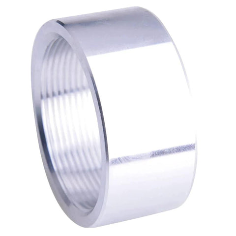 Side view of Aluminum 6061T6 2 Inch NPT Female Weld On Pipe Fitting Bung 2 Pack Durable Lightweight Corrosion Resistant