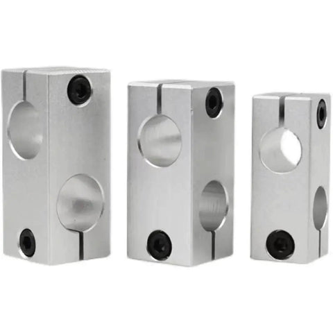 Three aluminum optical shaft cross clamps for parallel and vertical connections, showcasing double-hole connectors for 16mm shafts.