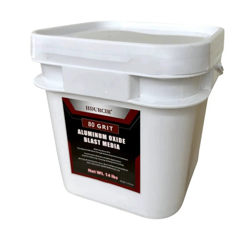 Aluminum oxide blasting media delivers fast, consistent surface cleaning in cabinets or with blasting guns, 14 lb bucket of 80 grit