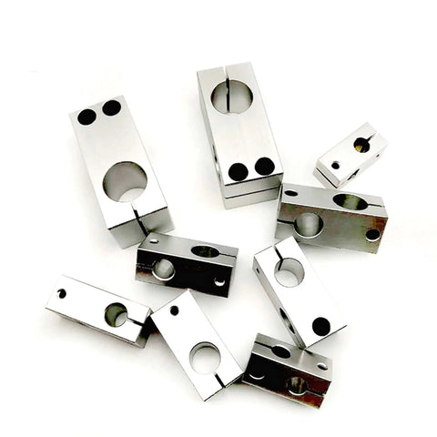 Aluminum Vertical Pillar Cross Clamp For Optical Axis Shaft Support 8-32mm Clamp Size 16x20mm OD, various angles shown