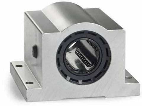 Front view of THOMSON SPB10 Super Ball Bushing® Bearing with Pillow Block, made of aluminum, showing closed, self-aligning design.