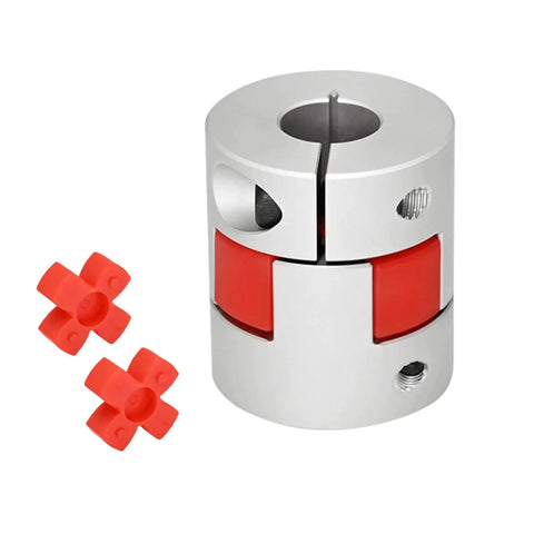 Flexible Shaft Coupling D20 L25 Aluminum Plum Connector 6.35mm To 10mm Bore Zero Backlash High Torque for CNC Machine with Red Polyurethane Spacer
