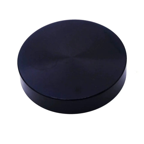 Durable aluminum high precision horizontal leveler with a 60mm circular vial, 12mm thick housing, view of base, black color.