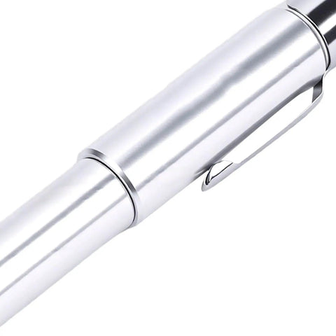 Close-up of Straight Up Precise Oiler Pen Portable Aluminum Body With Pocket Clip For Machines Cars And Power Tools