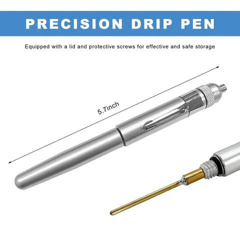 Aluminum Precision Oiler Pen With Solid Needle And Pocket Clip featuring solid brass tip and adjustable oil output, 5.7-inch length.