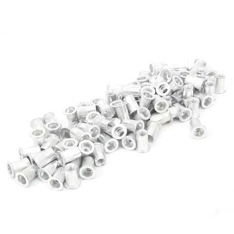 100 Piece Aluminum Pull Rivet Nuts Set Flat Head M6 For Metal Plates And Pipe Fastening With Organized Plastic Box Pro Grade Durable Aluminum Material