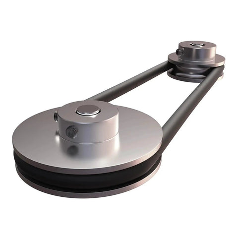 Side view of lightweight 8mm bore aluminum single groove pulley with 60mm outer diameter for 6mm PU belt drives in compact belt system setup