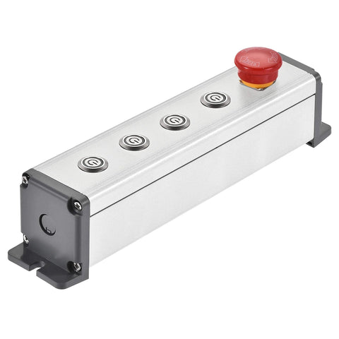 Five Hole 16mm Aluminum Push Button Station Box With PG7 Cable Gland And Mounting Base For Industrial Control Panels, Heavy Duty Panel