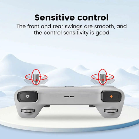 Front view of Aluminum RC And RC2 Joysticks Spare Remote Control Sticks installed on a drone remote controller, highlighting sensitive control features.