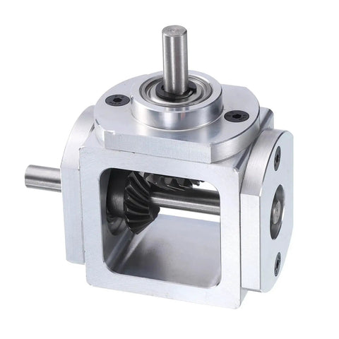 Right Angle Bevel Gearbox 1to1 6mm Shaft 1 Module 20 Teeth Aluminum Frame DIY showing aluminum casing and visible gears