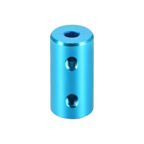 Rigid shaft coupling 1/8 in to 1/8 in with set screws delivers precise torque transfer, aluminum alloy, 20 mm length, 10 mm OD, blue finish