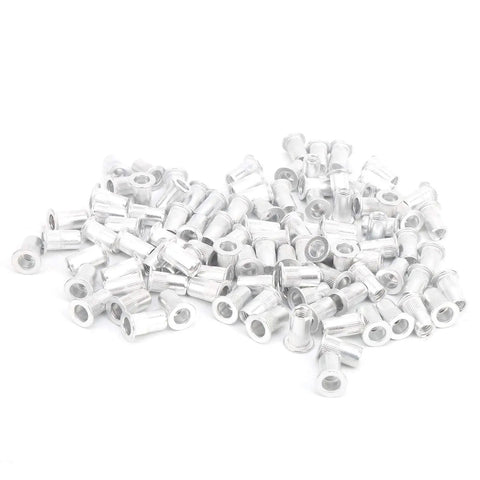 100 Pcs Aluminum Flat Head Vertical Pull Rivet Nuts Set M5 Auto Aviation Industrial Hardware WJ-30045M5 for fastening.