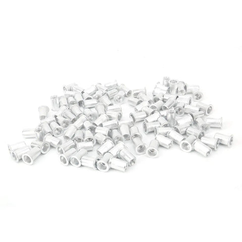 Aluminum Pull Riveting Nuts Set with Flat Head for Vertical Install, 100 Pcs Multi Size M3 M4 M5 M6 M8 M10, scattered view