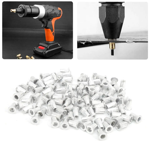 100 Pcs Aluminum Flat Head Pull Rivet Nuts M4 Rivnuts For Auto Aviation Rail Furniture And Industrial Projects Vertical Hardware