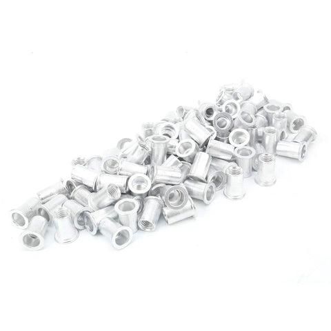 Aluminum Pull Rivet Nuts 100 Pcs Pack M10 Flat Head Vertical Rivnut Inserts For Metal Plates Automotive Aviation Railway And Furniture Projects Durable Lightweight Hardware For Strong Vibration Resistant Fastening