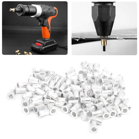 100 Pcs Aluminum Flat Head Vertical Pull Rivet Nuts Set M5 Auto Aviation Industrial Hardware WJ-30045M5 for metal plates